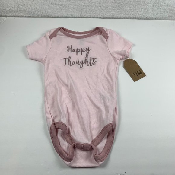 Chick Pea bodysuit Girls 18 M Pink Happy Thoughts Crew Neck Short Sleeve 6211‎ - Picture 1 of 5